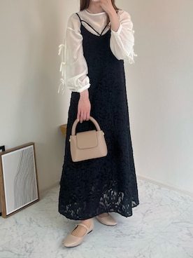 「シア―ブラウス」｜「アイテム（ワンピース/ドレス）」を使った、naochiさん（レディース・162cm）の夏コーディネート