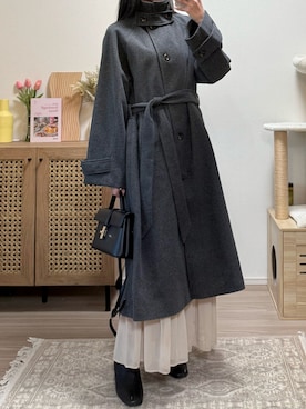 「アイテム（ジャケット/アウター、グレー系）」を使った、naochiさん（レディース・162cm）の冬コーディネート