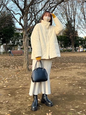 「DHOLIC（ディーホリック）のアイテム（ジャケット/アウター）」を使った、naochiさん（レディース・162cm）の冬コーディネート