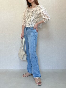 「フレアデニム」｜naochiさん（レディース・162cm）の夏コーディネート