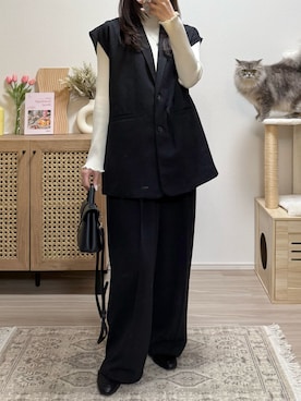 「tiptop（ティップトップ）のメランジリブハイネックプルオーバー（ニット/セーター）」を使った、naochiさん（レディース・162cm）の秋コーディネート