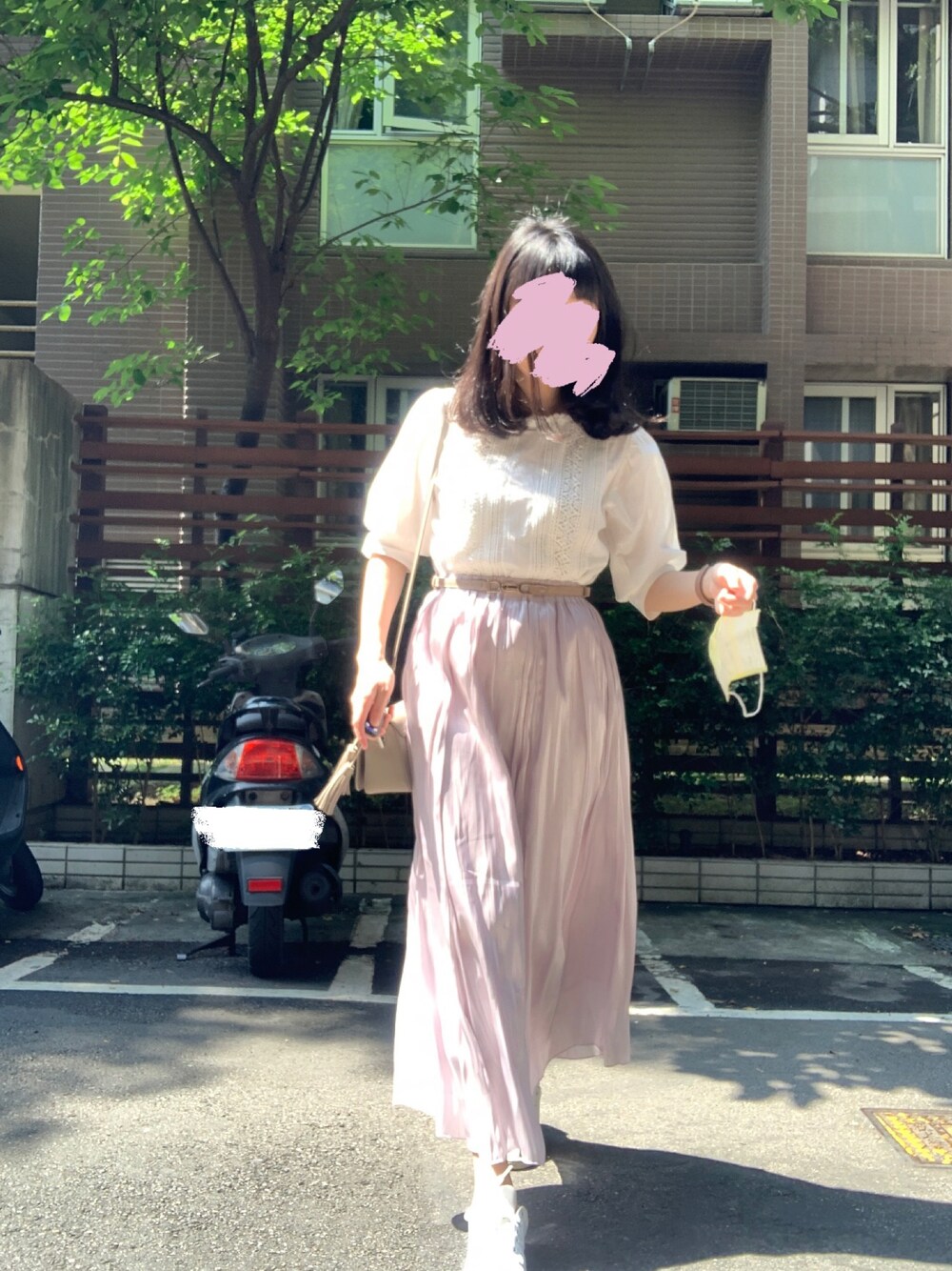 「earth music&ecologyのリバーシブルチュールスカート＊（スカート、パープル系）」を使った、琳 ¨̮さん（レディース・157cm）の春コーディネートの1枚目の写真