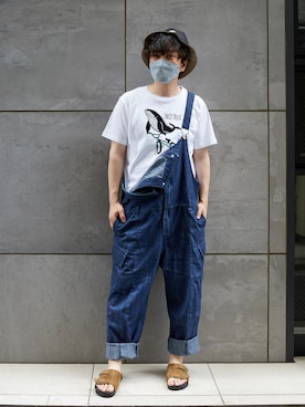 「antiqua（アンティカ）のアイテム（サロペット/オーバーオール）」を使った、KAMEKINGさん（メンズ・171cm）の夏コーディネート
