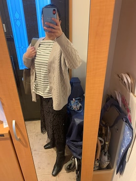 「IENA（イエナ）のレース裾フレアスカート◆（スカート）」を使った、まろんさん（レディース・160cm）の秋コーディネート