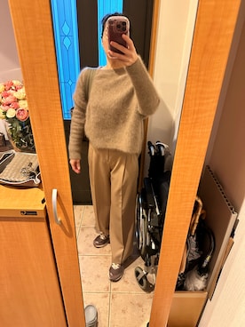 「キャメル」｜「アイテム（その他アウター）」を使った、まろんさん（レディース・160cm）の冬コーディネート