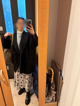 「花柄」｜「アイテム（ノーカラーコート）」を使った、まろんさん（レディース・160cm）の冬コーディネート