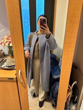 「アイテム（その他アウター、ブルー系）」を使った、まろんさん（レディース・160cm）の冬コーディネート