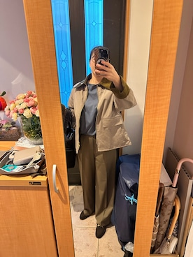 「IENA（イエナ）のアイテム（トートバッグ）」を使った、まろんさん（レディース・160cm）の秋コーディネート