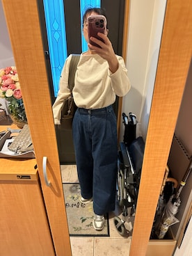 「40代女性」｜「アイテム（ノーカラーコート）」を使った、まろんさん（レディース・160cm）の春コーディネート
