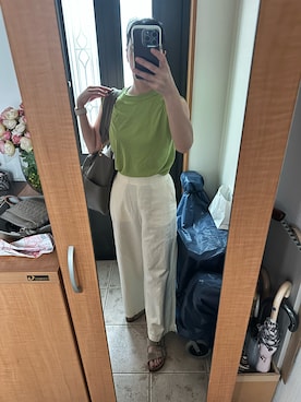 「IENA（イエナ）の【ATON/エイトン】FRESCA SINGLE JERSEY TANK TOP / タンクトップ（タンクトップ）」を使った、まろんさん（レディース・160cm）の夏コーディネート