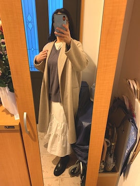 「plage（プラージュ）のアイテム（ノーカラーコート）」を使った、まろんさん（レディース・160cm）の冬コーディネート