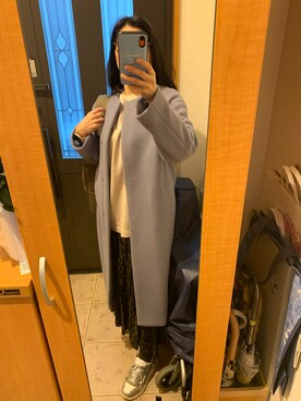 「plage（プラージュ）のアイテム（ノーカラーコート）」を使った、まろんさん（レディース・160cm）の冬コーディネート