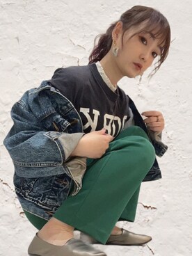 「OZOC（オゾック）のアイテム（パンツ）」を使った、KEI☺︎さん（レディース・155cm）の春コーディネート