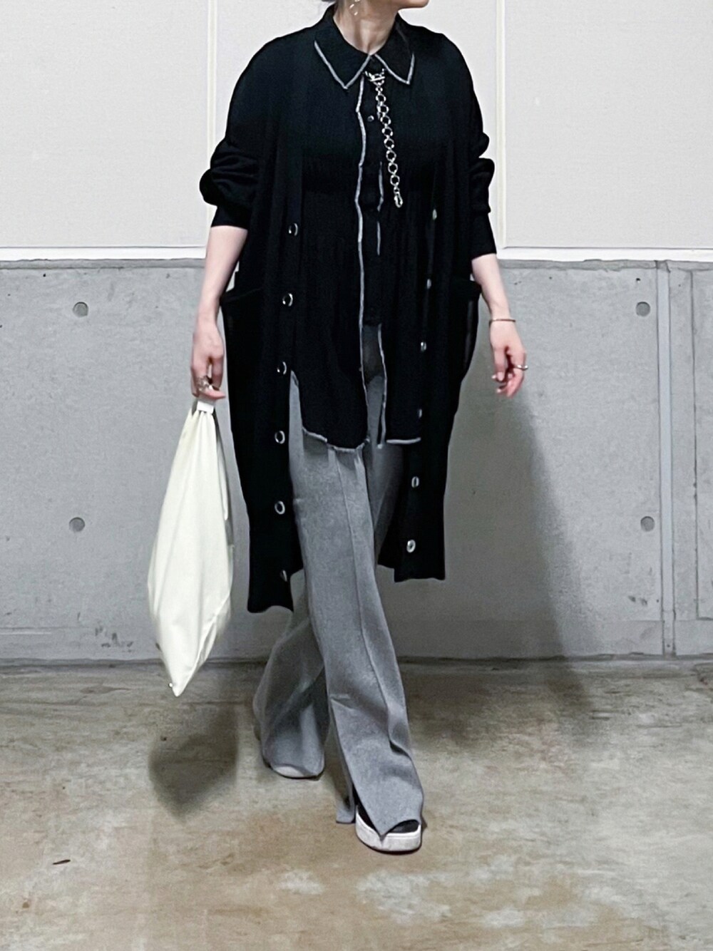 UN3D.（アンスリード）の「メッシュオーバーカーデ（カーディガン