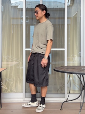 「UNIQLO（ユニクロ）のアイテム（その他パンツ、ブラック系）」を使った、 michi7092026さん（メンズ・177cm）の夏コーディネート