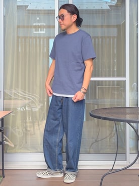 「Levi's（リーバイス）のLevi's/リーバイス 578 BAGGY/ワイドデニムパンツ/バギーフィット（デニムパンツ、ブルー系）」を使った、 michi7092026さん（メンズ・177cm）の夏コーディネート