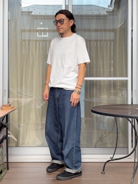 「Levi's（リーバイス）のLevi's/リーバイス 578 BAGGY/ワイドデニムパンツ/バギーフィット（デニムパンツ、ブルー系）」を使った、 michi7092026さん（メンズ・177cm）の夏コーディネート