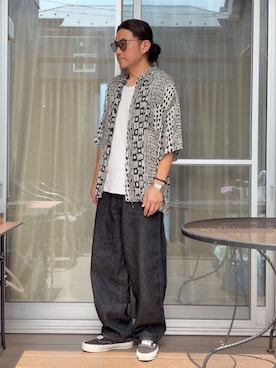 「UNIQLO（ユニクロ）のアイテム（デニムパンツ、ブラック系）」を使った、 michi7092026さん（メンズ・177cm）の夏コーディネート