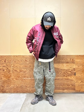 「フーディー」｜「アイテム（MA-1）」を使った、RYO-TAさん（メンズ・177cm）の秋コーディネート