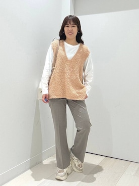「ロングヘア」｜「アイテム（バッグ）」を使った、おまゆさん（レディース・159cm）の春コーディネート