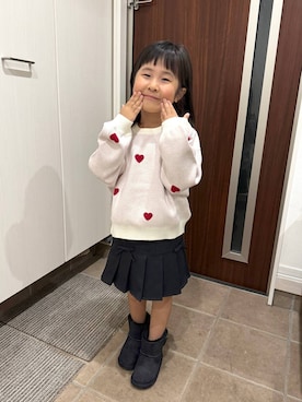 「アイテム（ニット/セーター）」を使った、おまゆさん（キッズ・109cm）の秋コーディネート