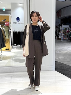 「GLOBAL WORK（グローバルワーク）のアイテム（テーラードジャケット）」を使った、おまゆさん（レディース・159cm）の秋コーディネート