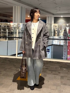 「アイテム（チェスターコート）」を使った、おまゆさん（レディース・159cm）の秋コーディネート