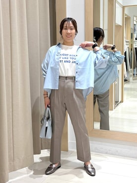 「アイテム（ローファー、その他）」を使った、おまゆさん（レディース・159cm）の春コーディネート