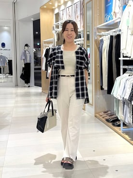 「白パンツ」｜おまゆさん（レディース・159cm）の夏コーディネート
