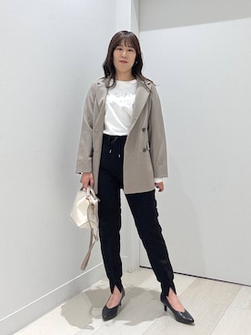「ロングヘア」｜「アイテム（ジャケット/アウター）」を使った、おまゆさん（レディース・159cm）の春コーディネート