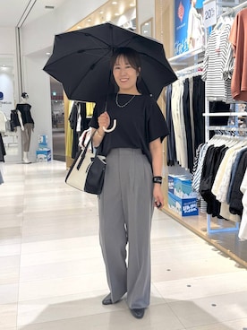 「アイテム（長傘）」を使った、おまゆさん（レディース・159cm）の夏コーディネート
