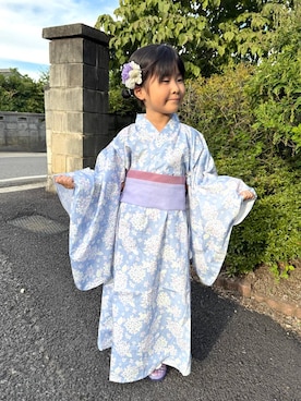 「アイテム（浴衣）」を使った、おまゆさん（キッズ・108cm）の夏コーディネート