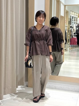 「ママコーデ」｜「アイテム（財布/小物）」を使った、おまゆさん（レディース・159cm）の夏コーディネート