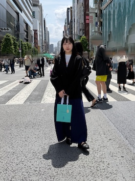 「PLEATS PLEASE（プリーツプリーズ）のアイテム」を使った、サトウナナミさん（レディース・155cm）の夏コーディネート