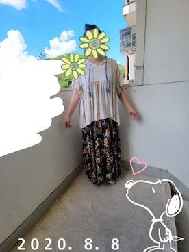 「チャイハネ（チャイハネ）のアイテム（その他トップス）」を使った、てこはさん（レディース・160cm）の夏コーディネート