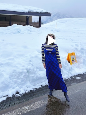 「アイテム（ハンチング/ベレー帽、ゴールド系）」を使った、みかさん（レディース・165cm）の冬コーディネート