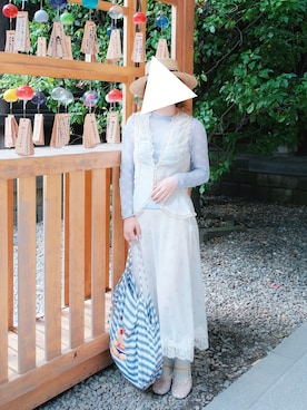 「PLST（プラステ）のアイテム」を使った、みかさん（レディース・165cm）の夏コーディネート