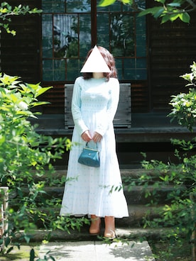 「Vivienne Westwood（ヴィヴィアンウエストウッド）の52020003-42105-PFGRANNY FRAME PURSE（ハンドバッグ、ブルー系）」を使った、みかさん（レディース・165cm）の夏コーディネート