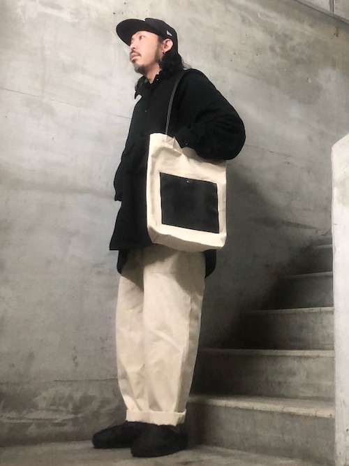 セール】キャンバス×シンセティックレザーポケット