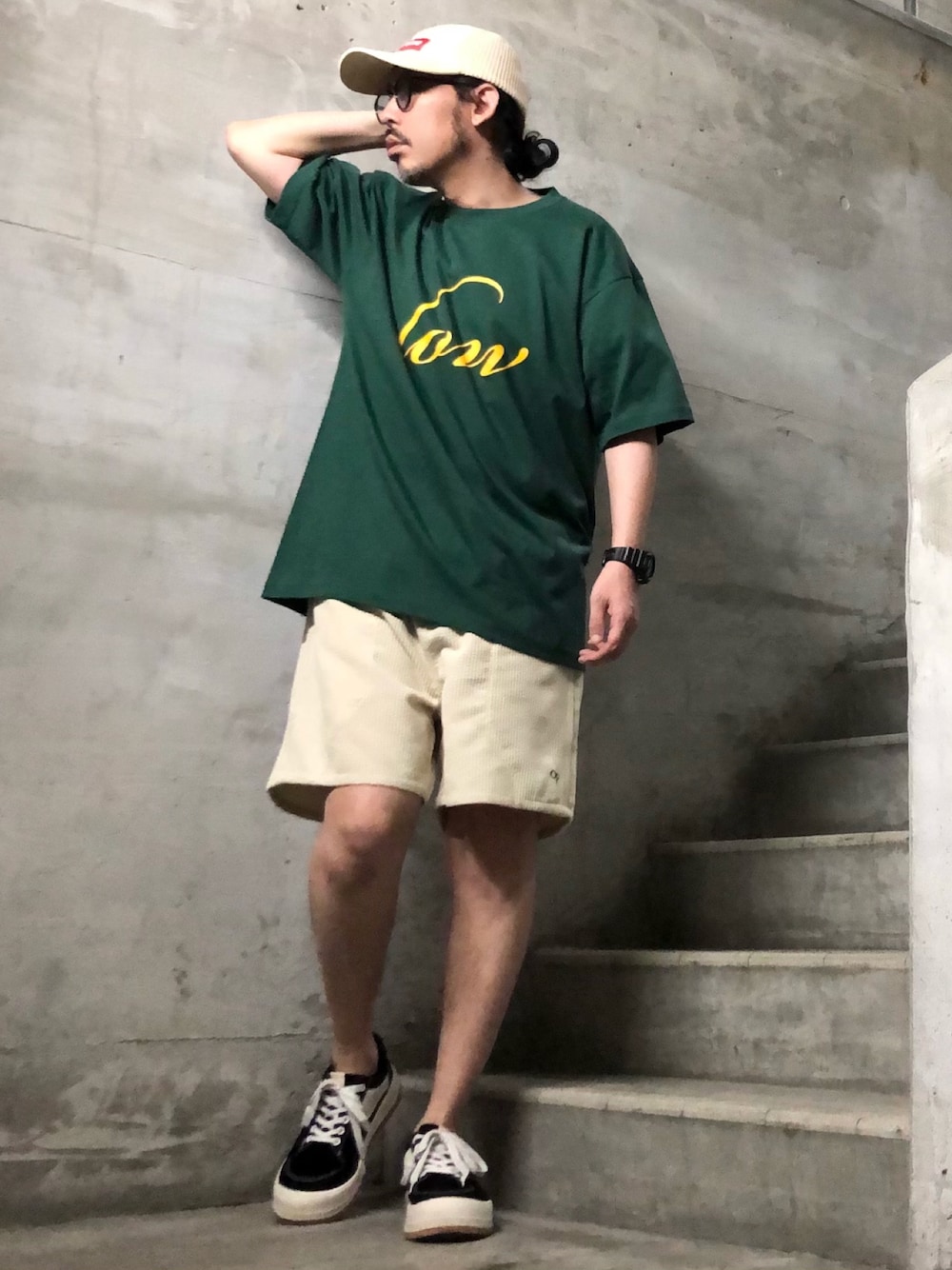 深緑くま帽子　ネコtシャツコーデ【ネオブライス】アウトフィット　着回しコーデ 今回は帽子も被って頭まで入れてみた✍️ . . . 最近Tシャツ