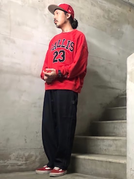 「オールドスクール」｜「アイテム（スウェット）」を使った、MasaakiOoueさん（メンズ・169cm）の冬コーディネート