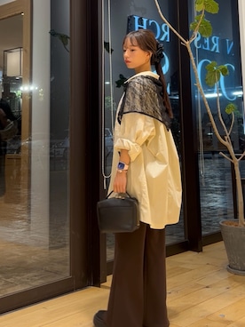 「FORK&SPOON（フォークアンドスプーン）のアイテム（シャツ/ブラウス）」を使った、こなみさん（レディース・153cm）の夏コーディネート