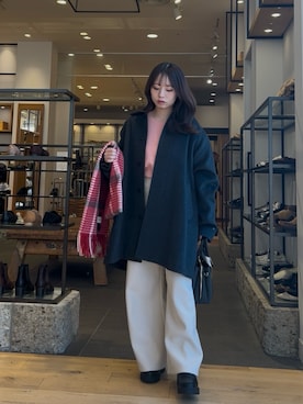 「アイテム（ステンカラーコート）」を使った、こなみさん（レディース・153cm）の冬コーディネート