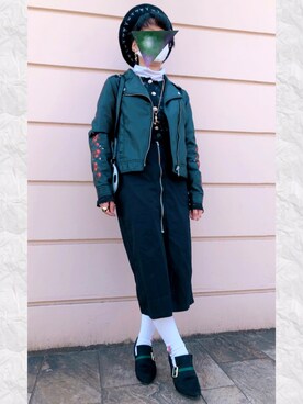 「プチプラミックス」｜「アイテム（ハンチング/ベレー帽）」を使った、きむらっこさん（レディース・152cm）の冬コーディネート