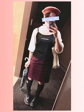 「H&M（エイチ・アンド・エム）のアイテム（ハンチング/ベレー帽）」を使った、きむらっこさん（レディース・152cm）の秋コーディネート