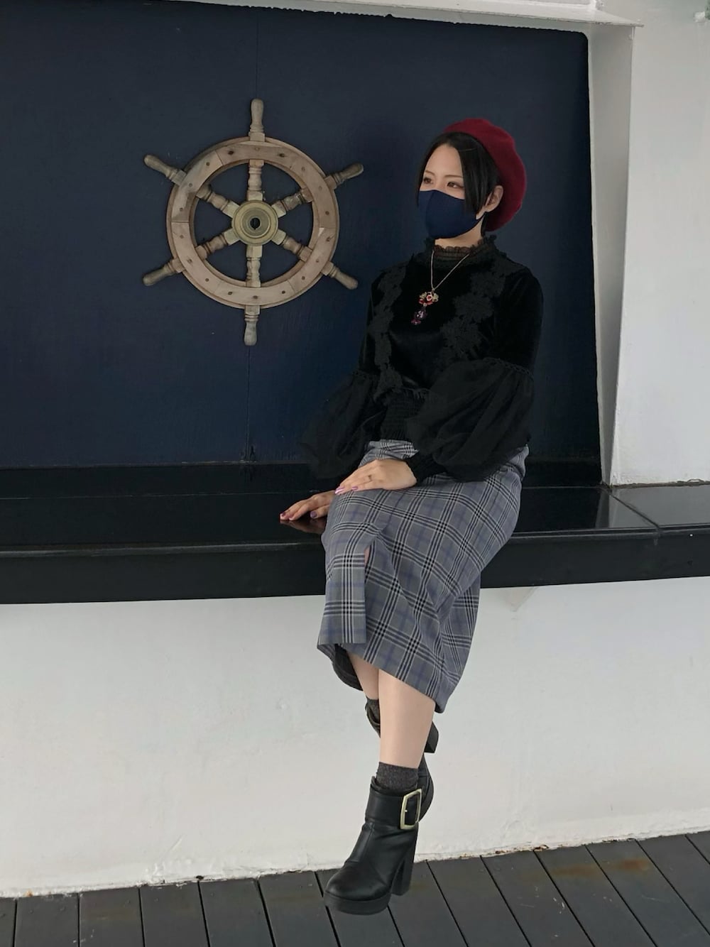 「だから秋服が好き、秋のコーデ、大人コーデ、高見え、プチプラ、チェックスカート」｜「LIZ LISAのアイテム（ハンチング/ベレー帽、レッド系）」を使った、きむらっこさん（レディース・152cm）の秋コーディネートの1枚目の写真
