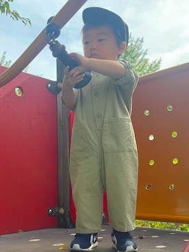 「アイテム（キャップ）」を使った、Senさん（キッズ・80cm）の秋コーディネート