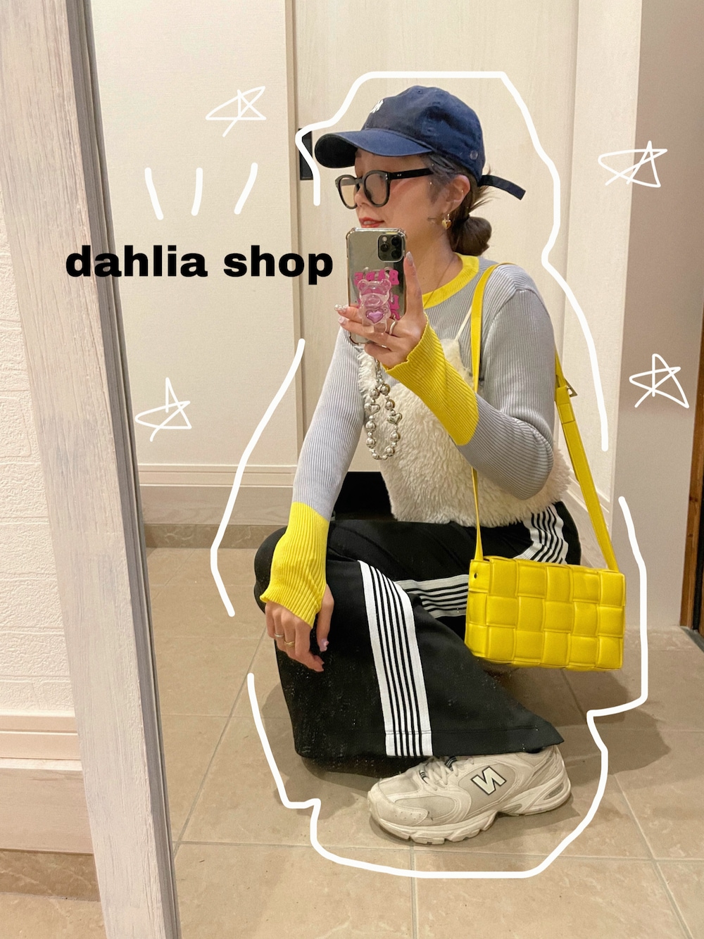 「スポーツミックス、春ファッション、プチプラ」｜「Re:EDITの[2023-24 WINTER COLLECTION]チベットラムフェイクファービスチェ（キャミソール、ホワイト系）」を使った、mikippeさん（レディース・169cm）の冬コーディネートの1枚目の写真