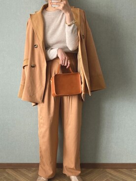 「ECRIRE（エクリール）のアイテム（スラックス）」を使った、shiiさん（レディース・159cm）の冬コーディネート