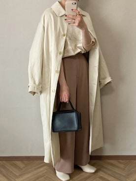 「ナチュラル」｜「アイテム（チェスターコート）」を使った、shiiさん（レディース・159cm）の春コーディネート